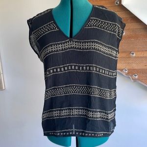 Gryphon Black Beaded Sleeveless Blouse Size M